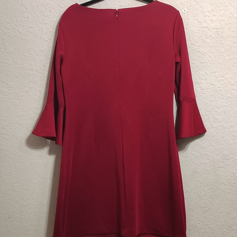 New York & Company Women's Large Red Stretch Zip Up Cocktail Dress Knee Length - Picture 5 of 7